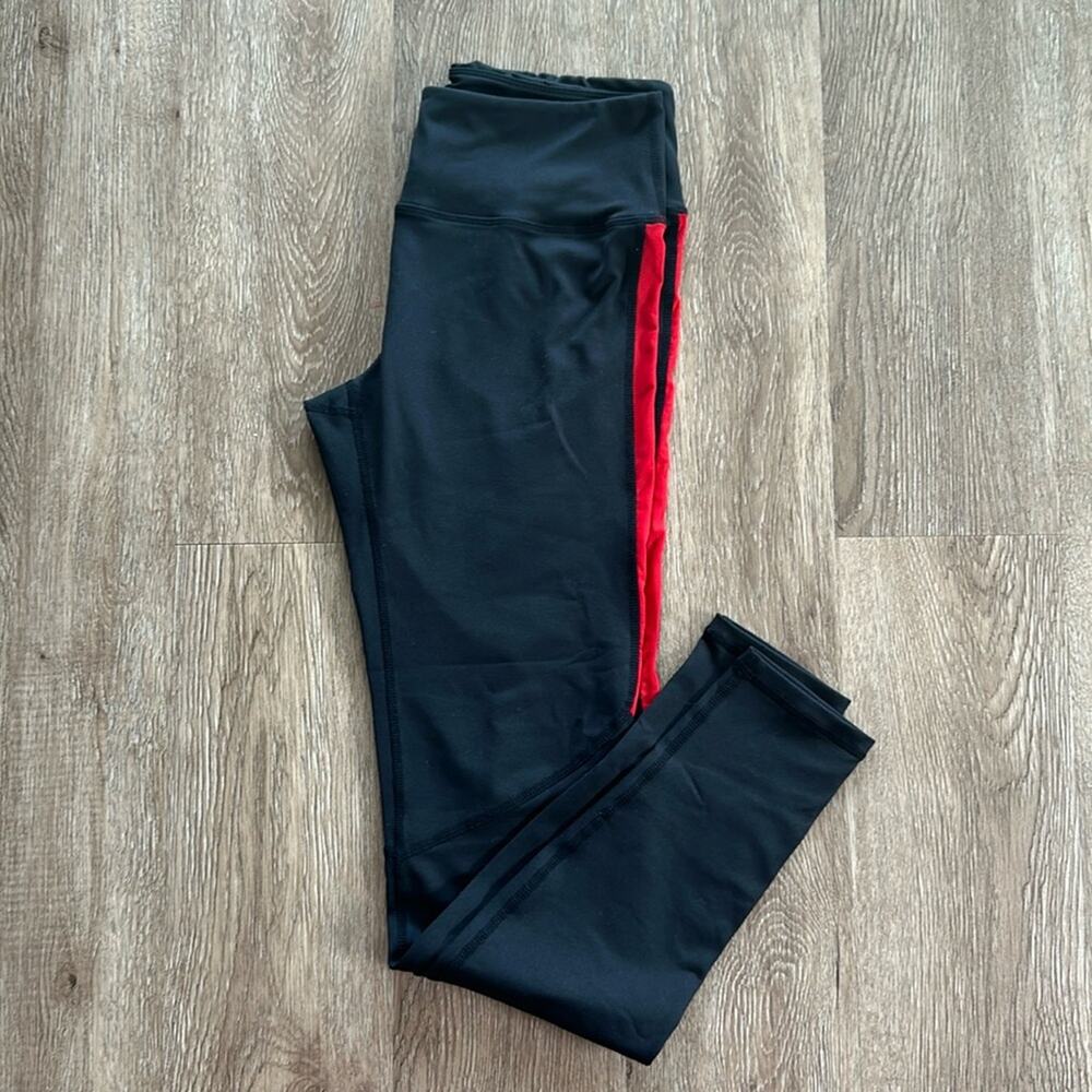 Savage Barbell 2.0 Mesh Side Stripe Leggings Black & Red Medium‎ Athletic